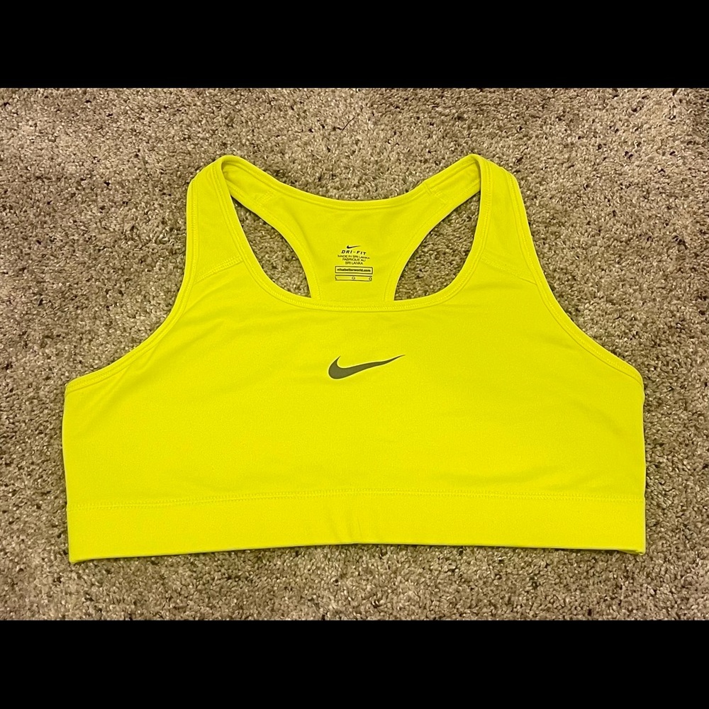 Nike Dri-Fit Size Large Neon Yellow Sports Bra